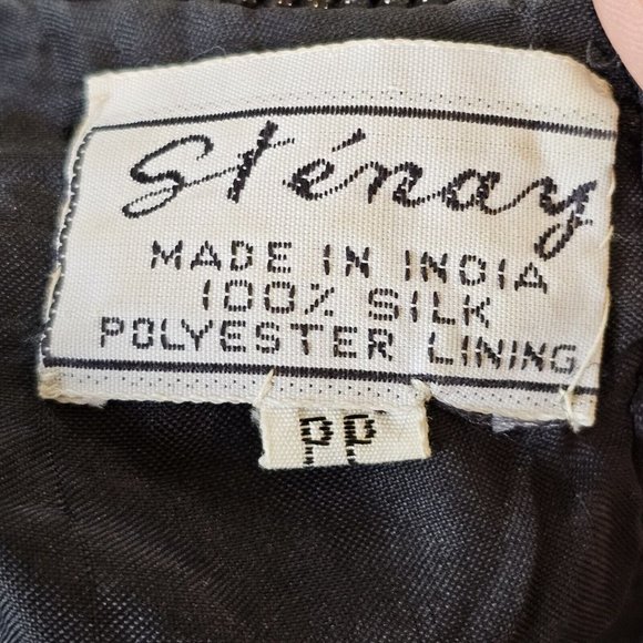 80s‎ Small Black Silk Beaded Formal Blouse Sequins Special Occasion Gold - Picture 10 of 13